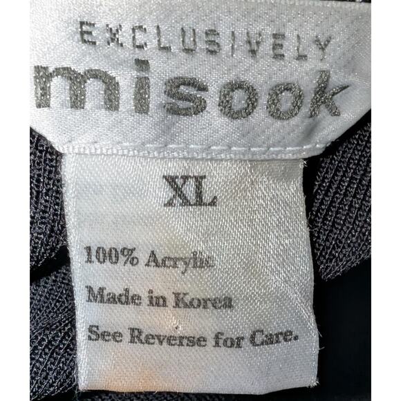 Womens Exclusively Misook Open Front Collar Knit Cardigan Jacket Black White XL - Picture 4 of 4